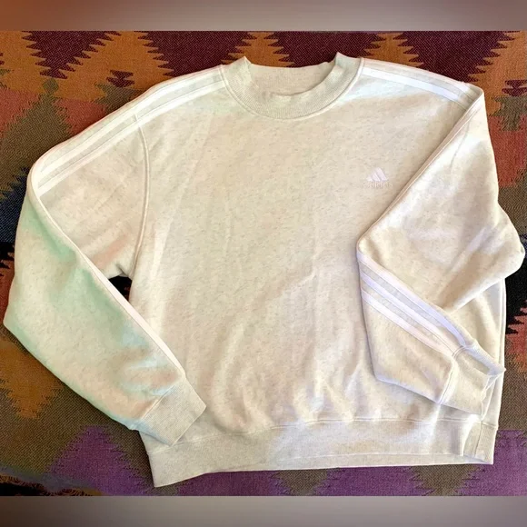 NWOT ADIDAS SPORTSWEAR ESSENTIALS 3-STRIPES HALF-NECK FLEECE SWEATSHIRT - L - Picture 1 of 16